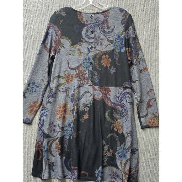 Chico's Women Floral Long Sleeve Soft Button Accent Multicolor Tunic Size Small - Picture 6 of 6
